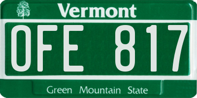 VT license plate OFE817