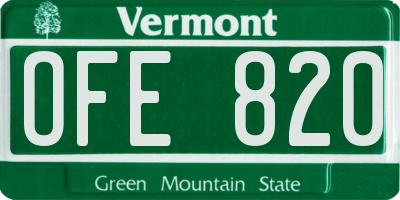 VT license plate OFE820