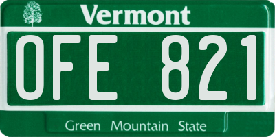 VT license plate OFE821