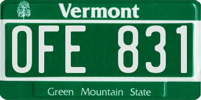 VT license plate OFE831