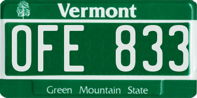 VT license plate OFE833