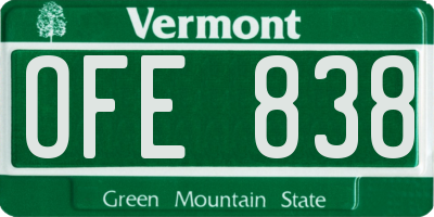 VT license plate OFE838