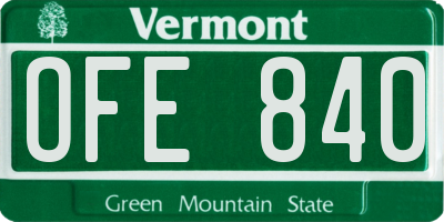 VT license plate OFE840
