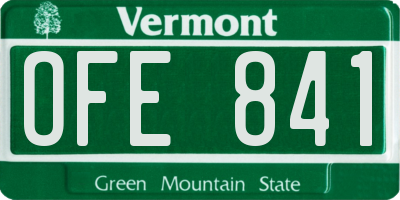 VT license plate OFE841