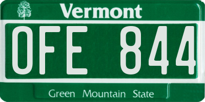 VT license plate OFE844