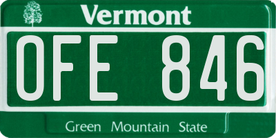 VT license plate OFE846
