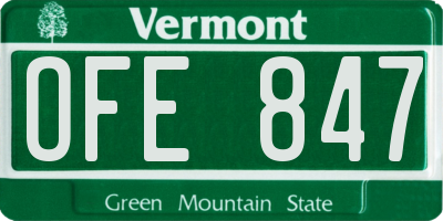 VT license plate OFE847