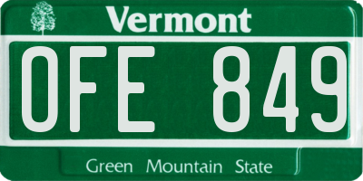 VT license plate OFE849