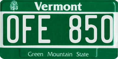 VT license plate OFE850