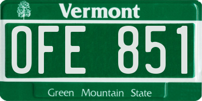 VT license plate OFE851