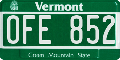 VT license plate OFE852