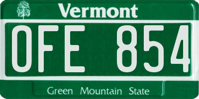 VT license plate OFE854