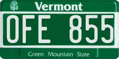 VT license plate OFE855