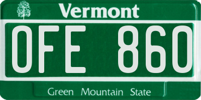 VT license plate OFE860