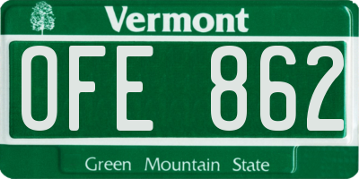 VT license plate OFE862