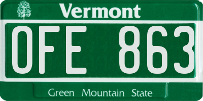 VT license plate OFE863
