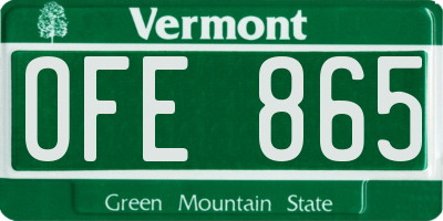 VT license plate OFE865