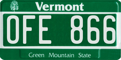VT license plate OFE866