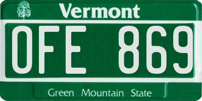 VT license plate OFE869