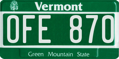 VT license plate OFE870