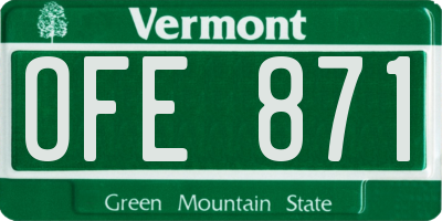 VT license plate OFE871