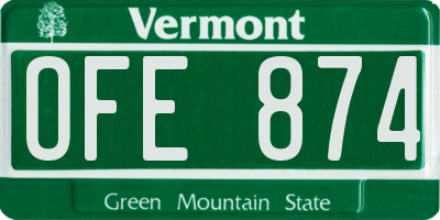 VT license plate OFE874