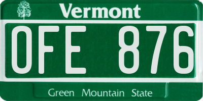 VT license plate OFE876