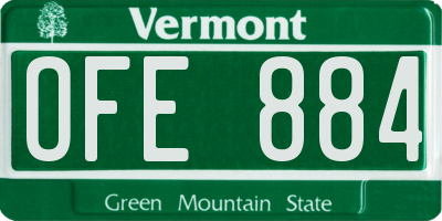 VT license plate OFE884