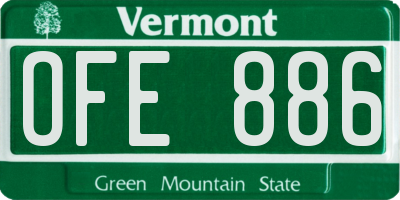 VT license plate OFE886