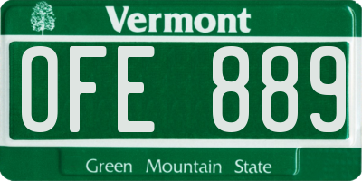 VT license plate OFE889