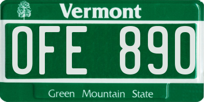 VT license plate OFE890