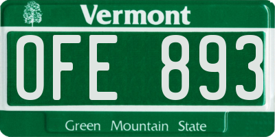 VT license plate OFE893
