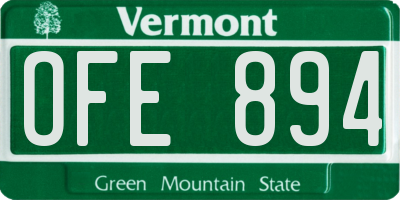 VT license plate OFE894