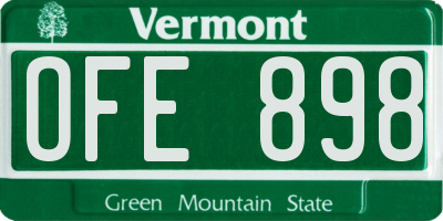 VT license plate OFE898