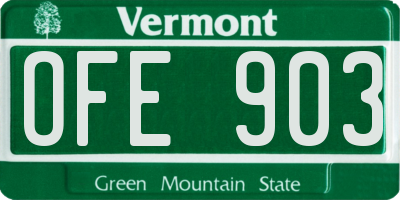 VT license plate OFE903