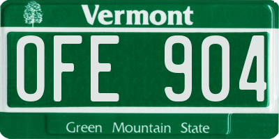 VT license plate OFE904