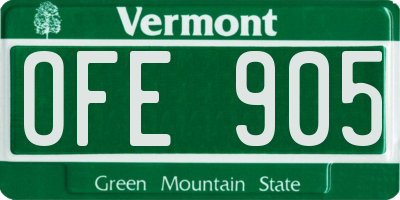 VT license plate OFE905