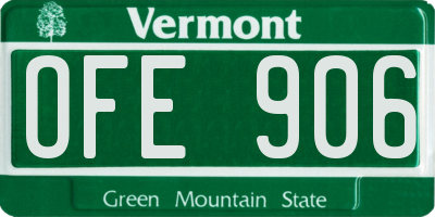 VT license plate OFE906