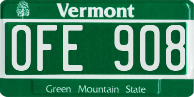 VT license plate OFE908