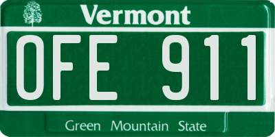 VT license plate OFE911