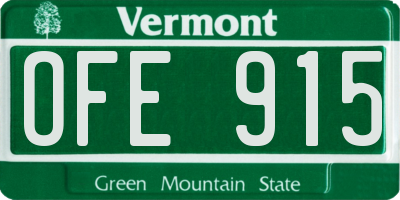 VT license plate OFE915