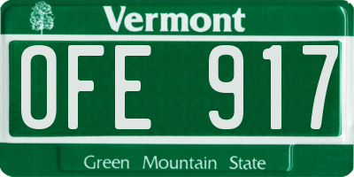 VT license plate OFE917