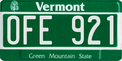 VT license plate OFE921