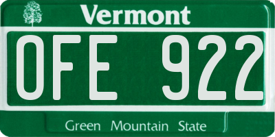 VT license plate OFE922