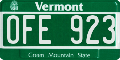 VT license plate OFE923