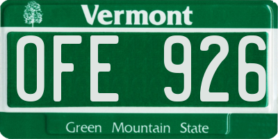 VT license plate OFE926