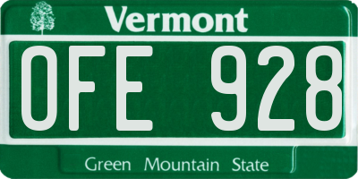 VT license plate OFE928
