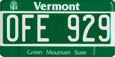 VT license plate OFE929