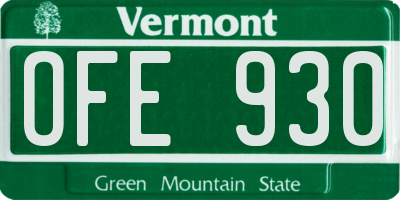 VT license plate OFE930