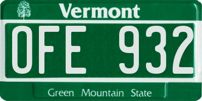 VT license plate OFE932